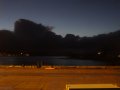 The three lights of the Skye Bridge, from the waiting train