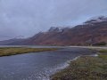 Liathach (Mullach an Rathain, right, Sgorr a' Chadail, middle) and Beinn Alligin (left), from the saltmarsh at Eilean Mòr with Mol nan Eun