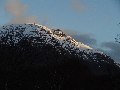 Contrasting light:  early view of Beinn Dearg, still in the forested part of the Coire.  The cloud looked a bit ominous, but soon disappeared.