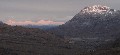 The distant Fannaichs, really pink now, stealing the show from the nearer Sgorr Dubh (right)