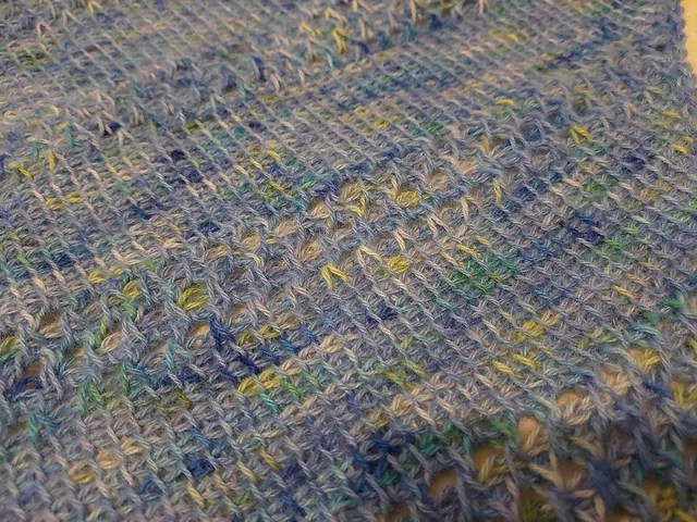 A close-up of the two stitch patterns making up the shawl. A close-up of the two stitch patterns making up the shawl.