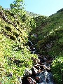 Climbing out of the limestone glen onto
		the more open slopes