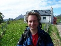 Walk's end:  Daniel also waiting for the bus:  Quinag in the
		background.