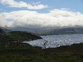The same Inchnadamph hills under a roll of hill-cloud - a
		common occurence - perhaps this shows why Traligill is also 
		known as Gleann Dubh (the dark glen)